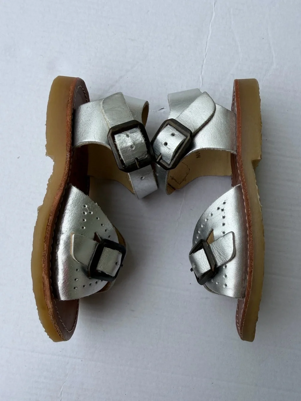 Young Soles Pearl Sandal Silver Leather Unisex Sandals | EU 23 US 7
